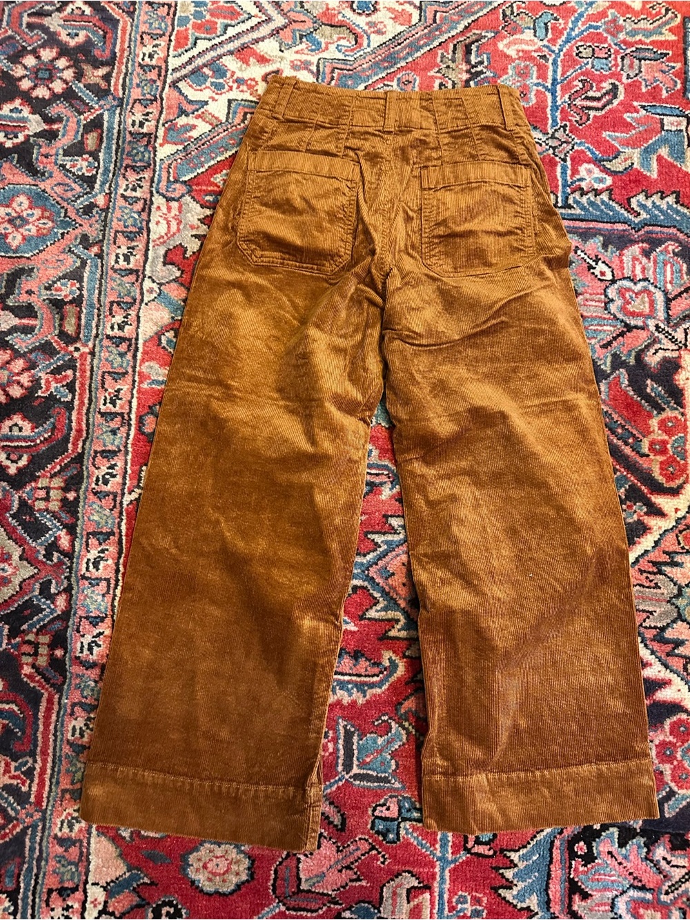 Anthropologie Maeve The Collette Wide Leg Crop Corduroy Pants Caramel— Size 27 - Picture 2 of 8